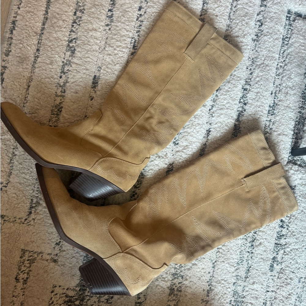 Zara Suede Tan Cowboy Boot